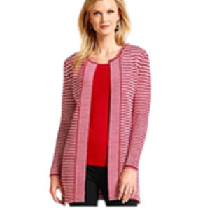 Talbots Red Striped Cardigan